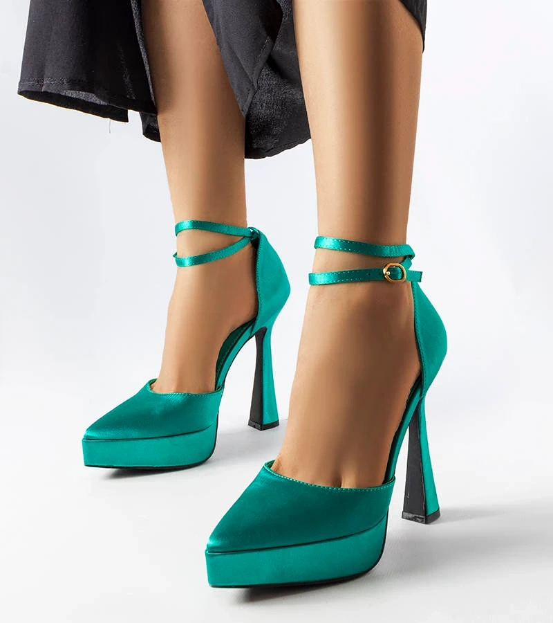 Zöld magas sarkú Dallas cipők