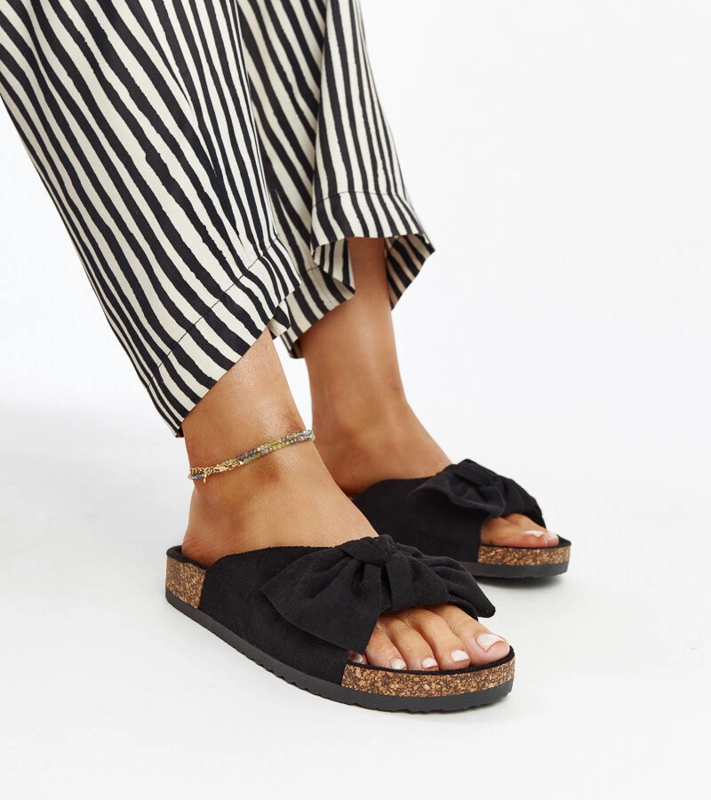 Fekete pántos szandál parafa talppal Aamu