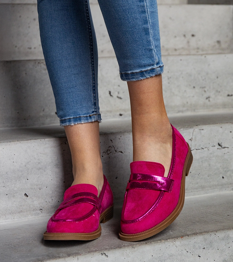 Leonolena rózsaszín bársony mokaszinok csillogó betétekkel