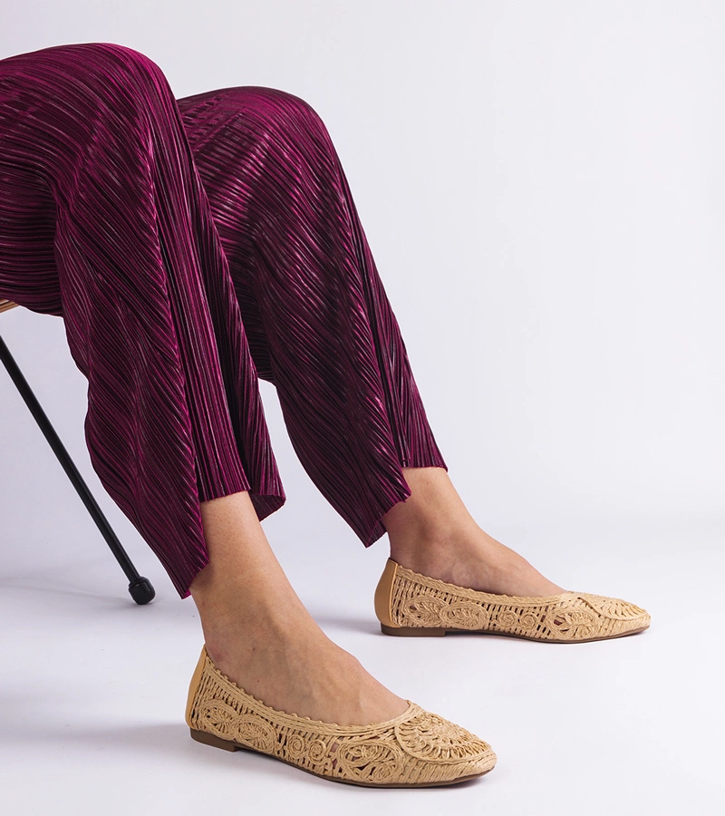 Bézs fonott balerinacipő Salinela