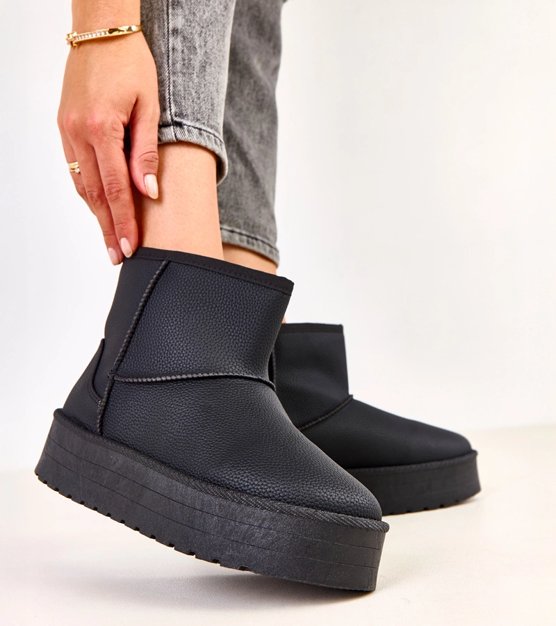 Fekete alacsony platformos műbőr hócsizma Reinol