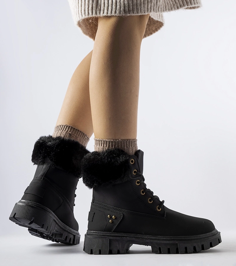 Fekete díszes szőrös trapézok Alberta