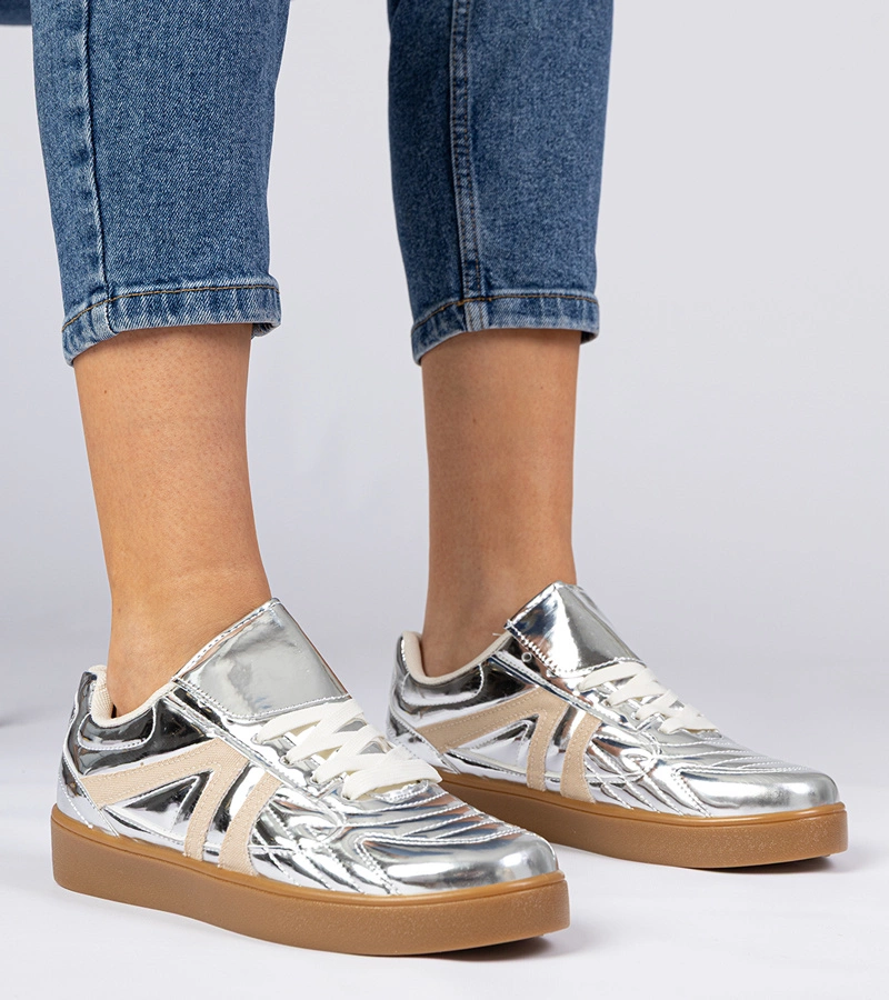 Ezüst női lakkozott tornacipők Keyla