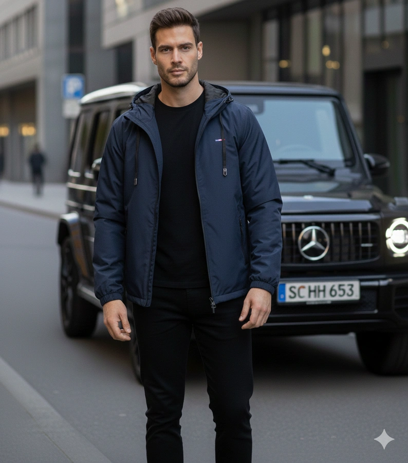 Duplessis sötétkék férfi szélkabát