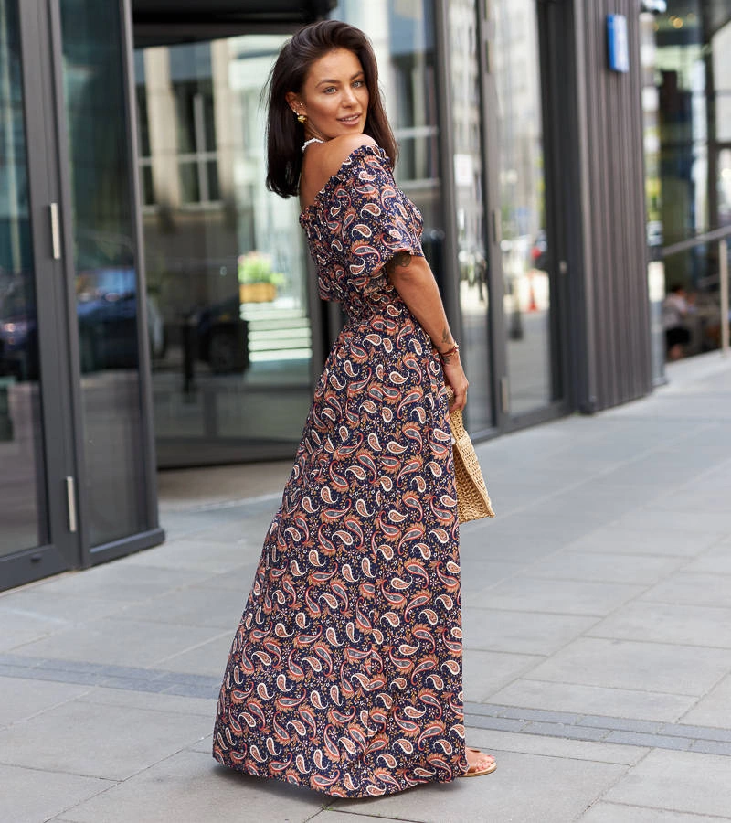 Sötétkék mintás Gless ruha