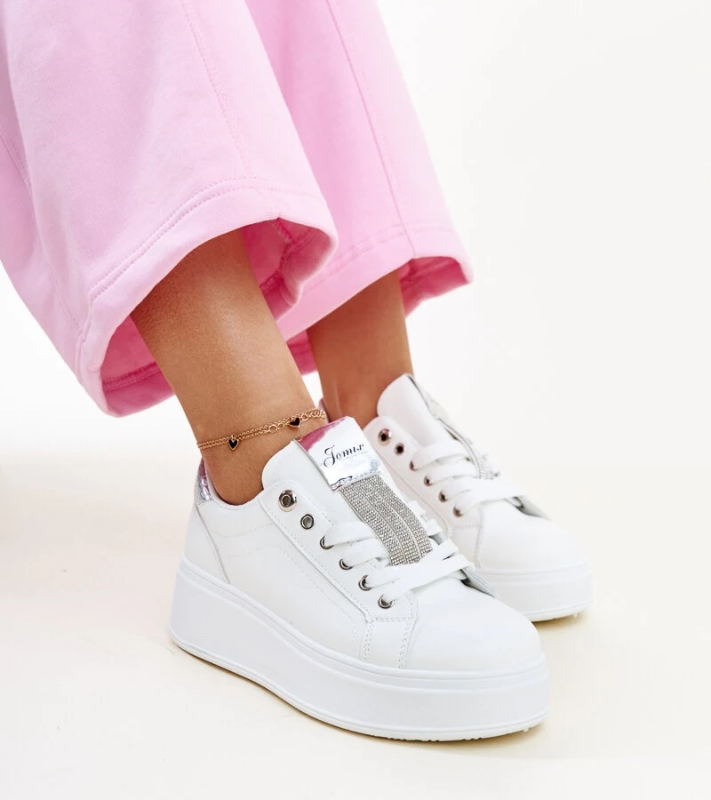 Maurizia cirkóniumos fehér-ezüst edzőcipők