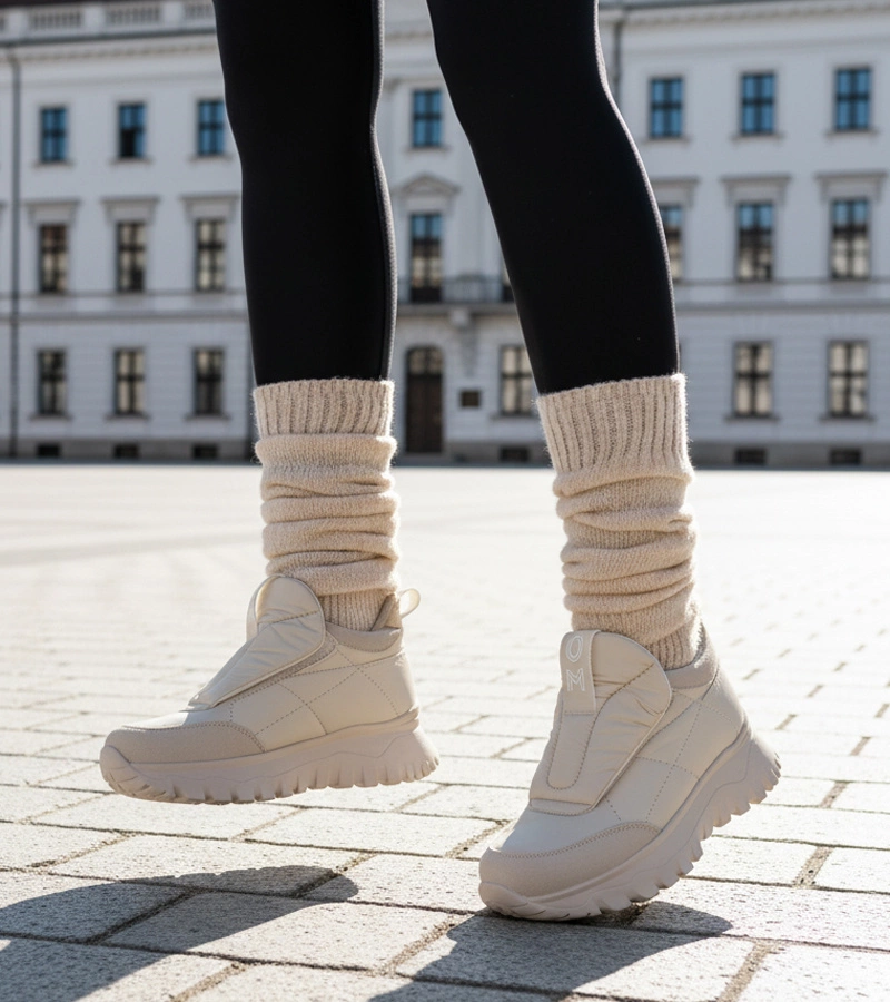 Szürke női téli csizmák tépőzárral Penny