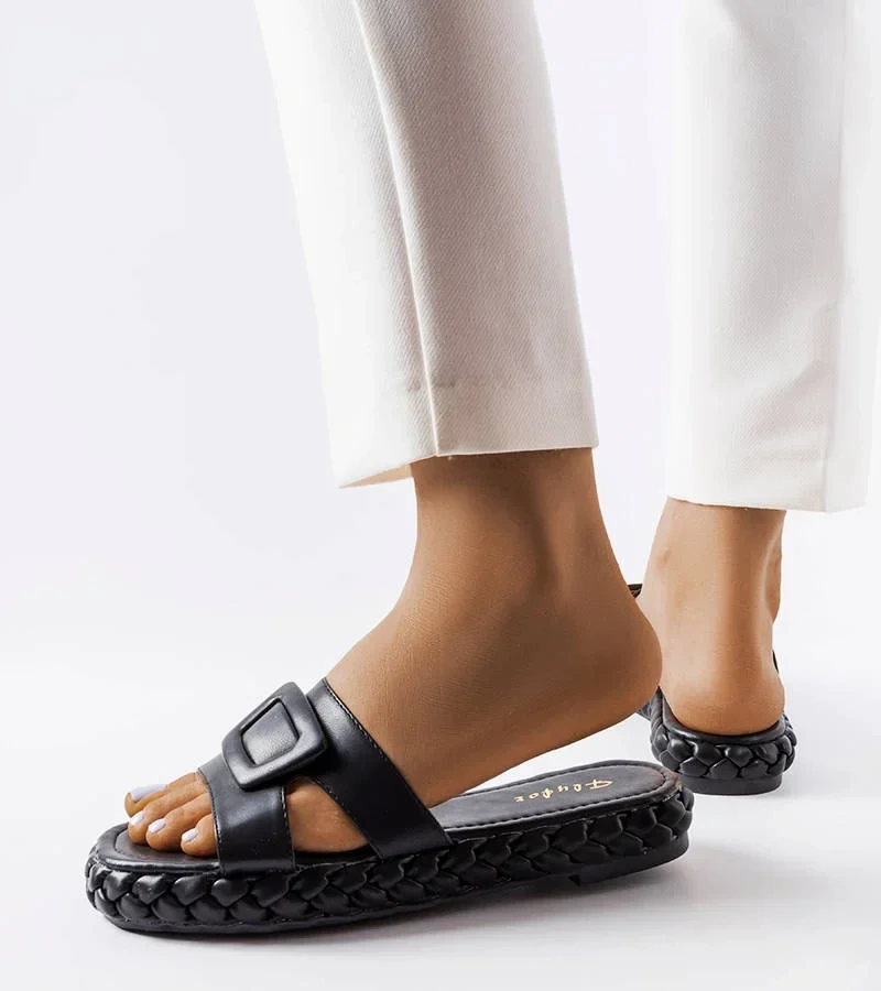 Fekete platformos papucs Francesco