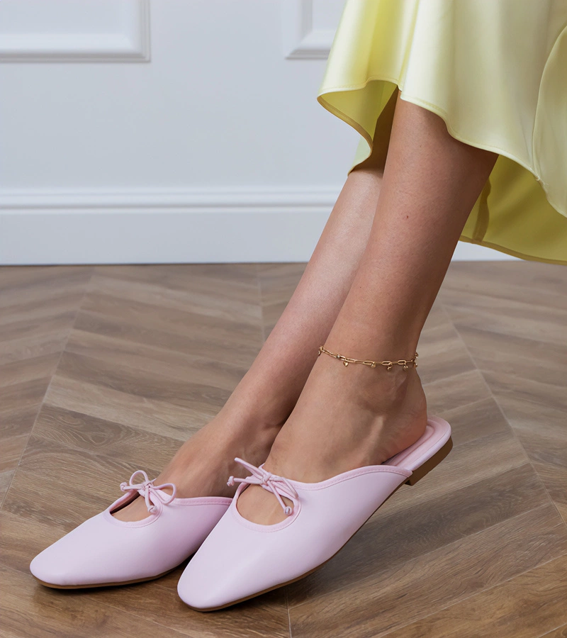 Matila rózsaszín zárt papucsok lapos talppal