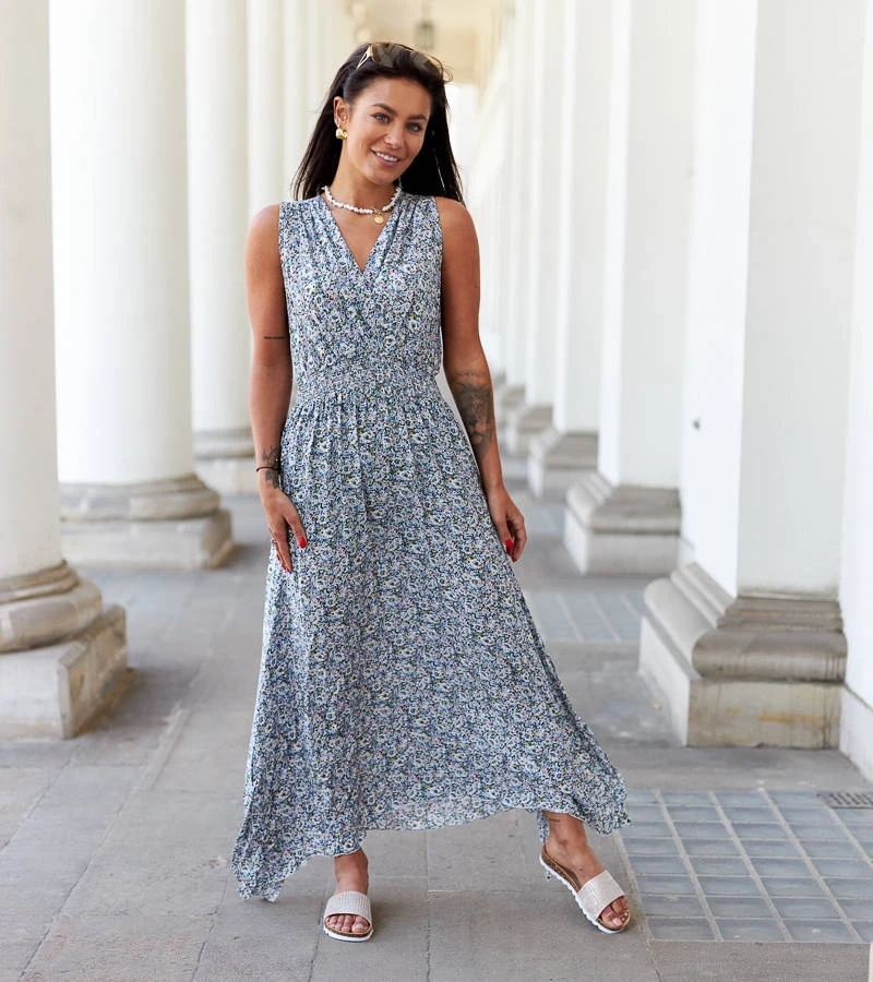 Kék virágos Licciana ruha