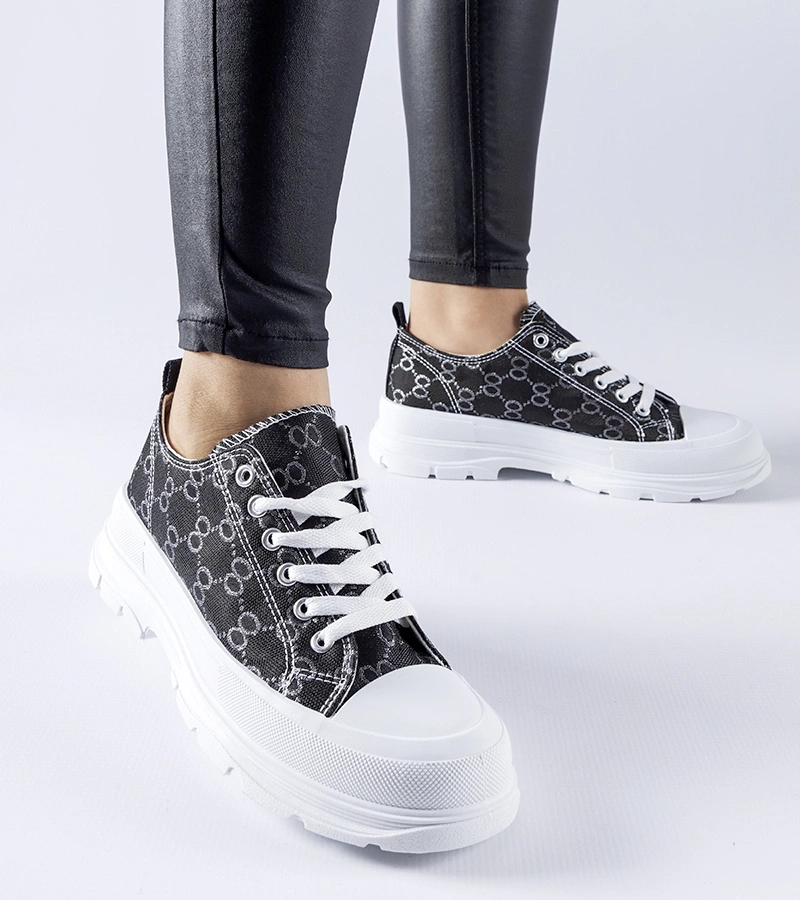 Antonella monogramos díszítésű fekete tornacipő