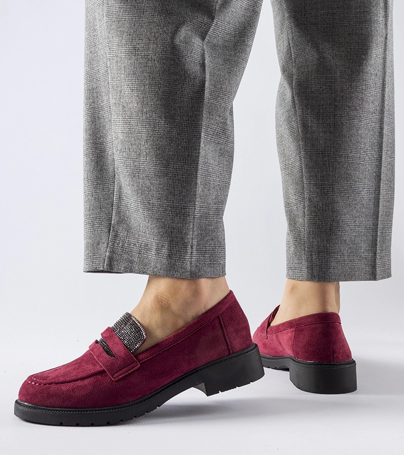 Bordó Ippolito mokaszinok cirkóniákkal