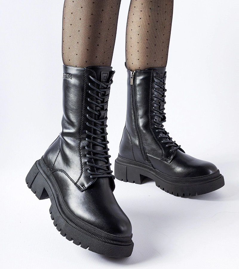 Fekete magas bokacsizma Big Star MM274564