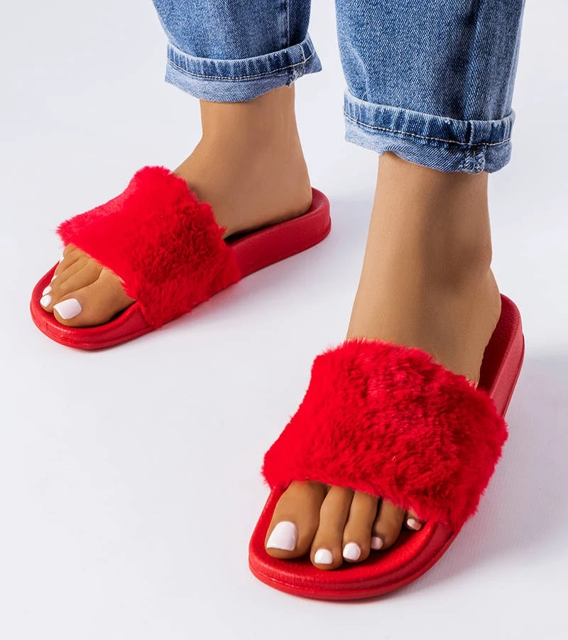 Vörös szőrös Raffaele papucsok