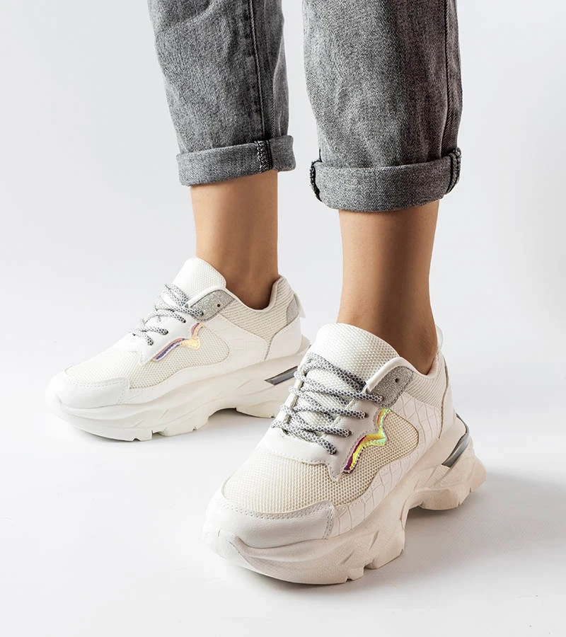 Fehér flitteres Beatrice tornacipők