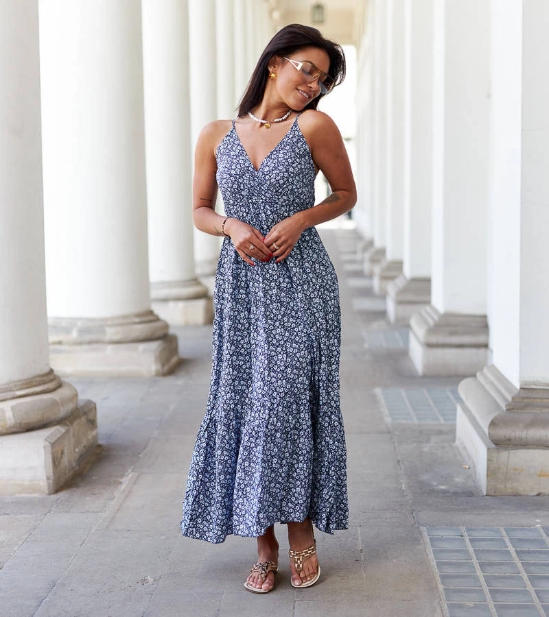 Virágos Mazzaro kék ruha