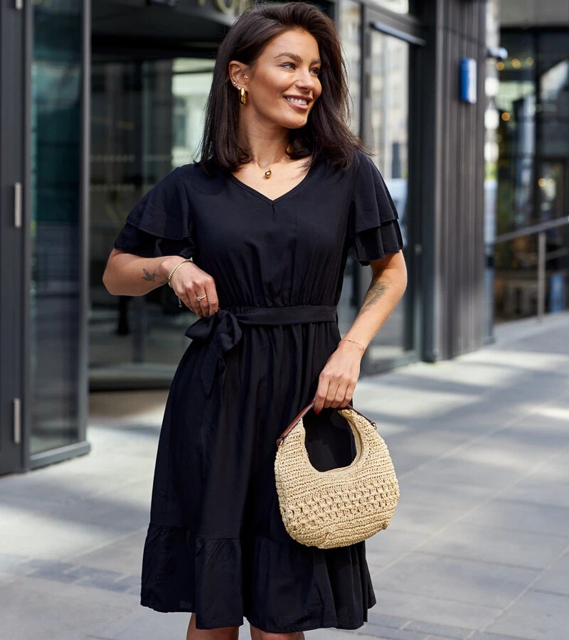 Fekete midi ruha Sagasa övvel