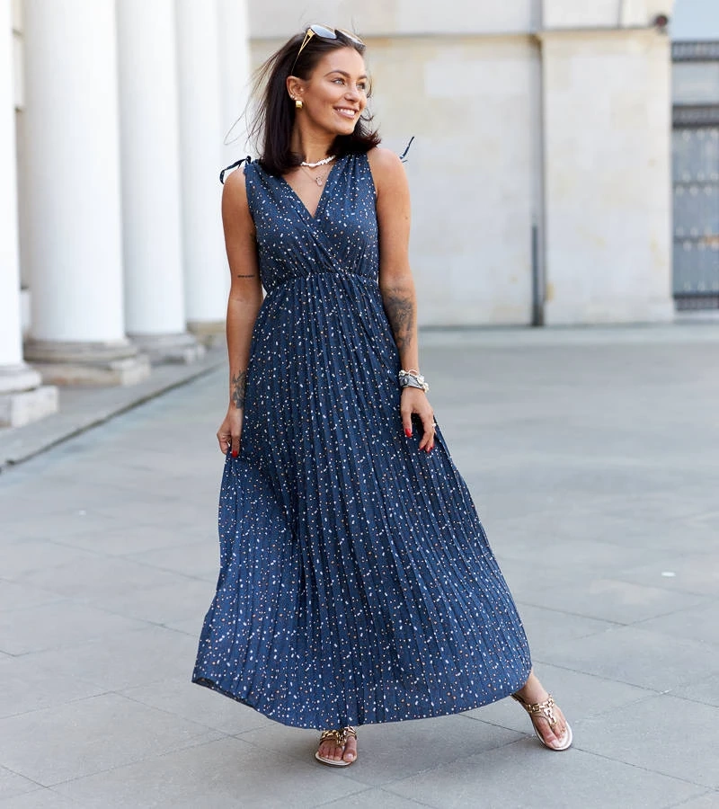 Sötétkék pliszírozott Spalato ruha