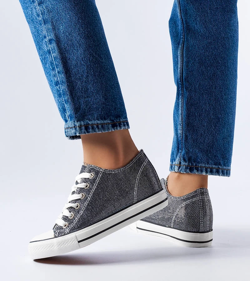 Fekete flitteres platformos tornacipők Crete