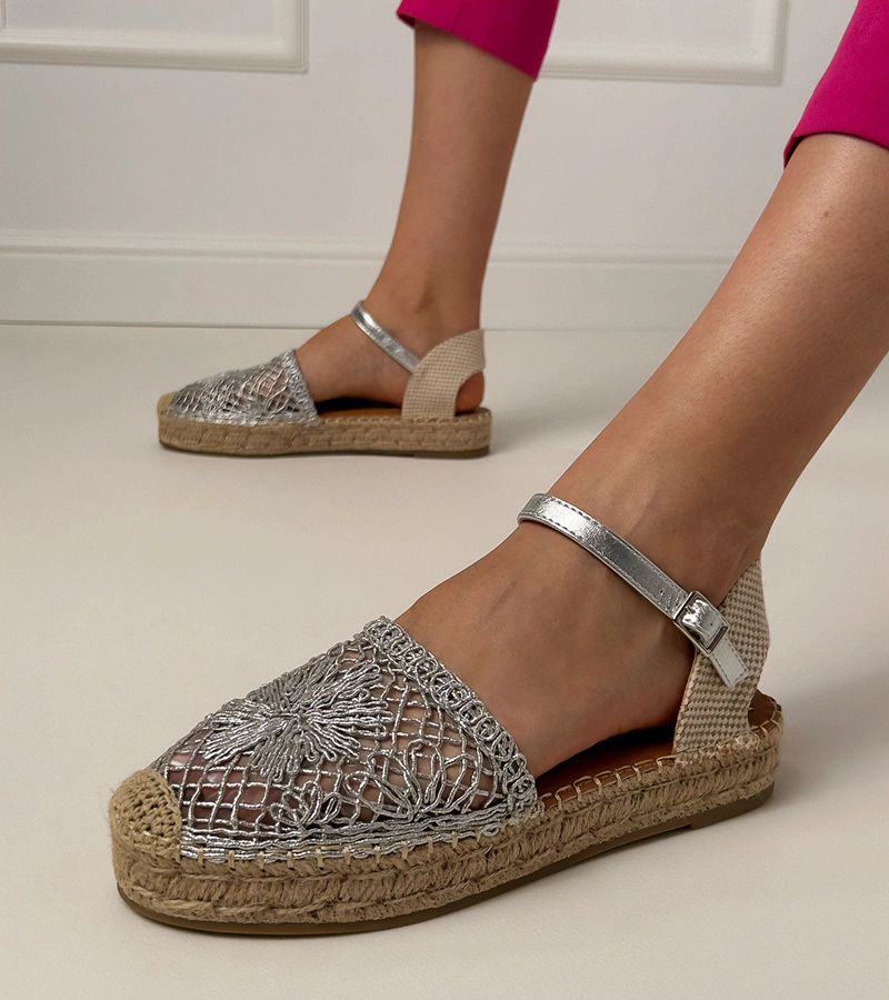 Ezüst szandál espadrille Santos