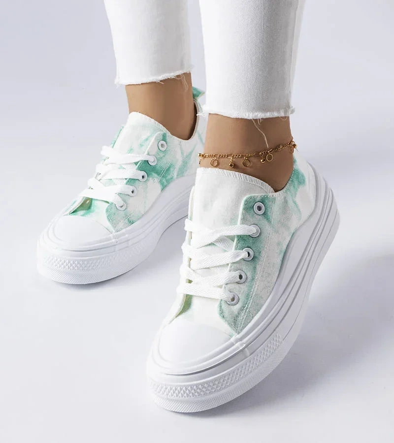 Rocheleau fehér-zöld platformos tornacipők