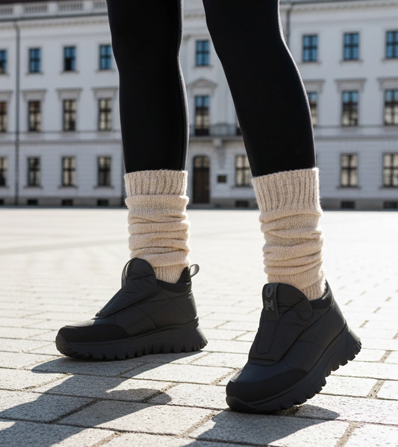 Fekete női téli csizmák tépőzárral Penny