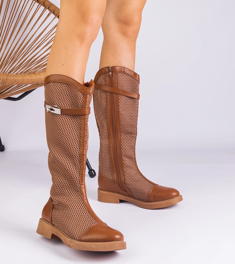 Torento barna magas hálós csizma