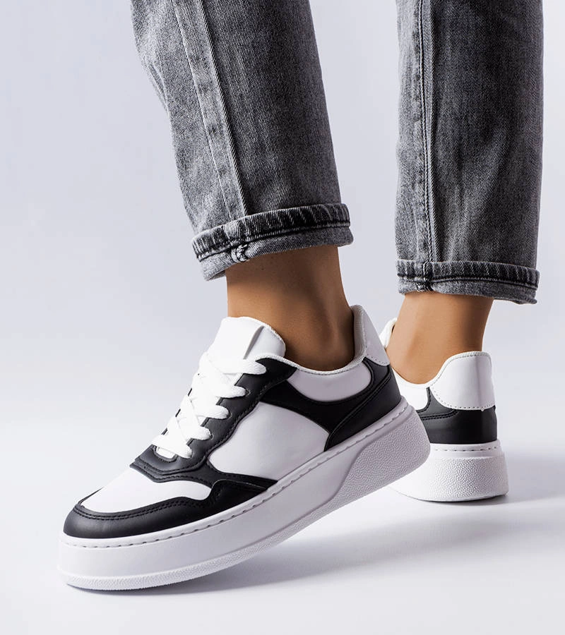 Fekete-fehér vastag talpú Baron cipők