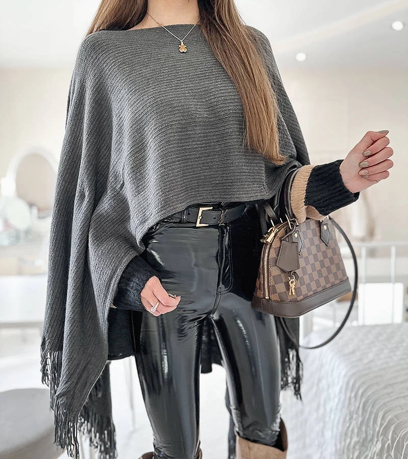 Szürke fringes Colter köpeny