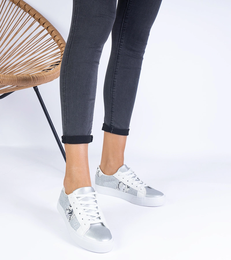 Walorin ezüst női tornacipő állatmintával