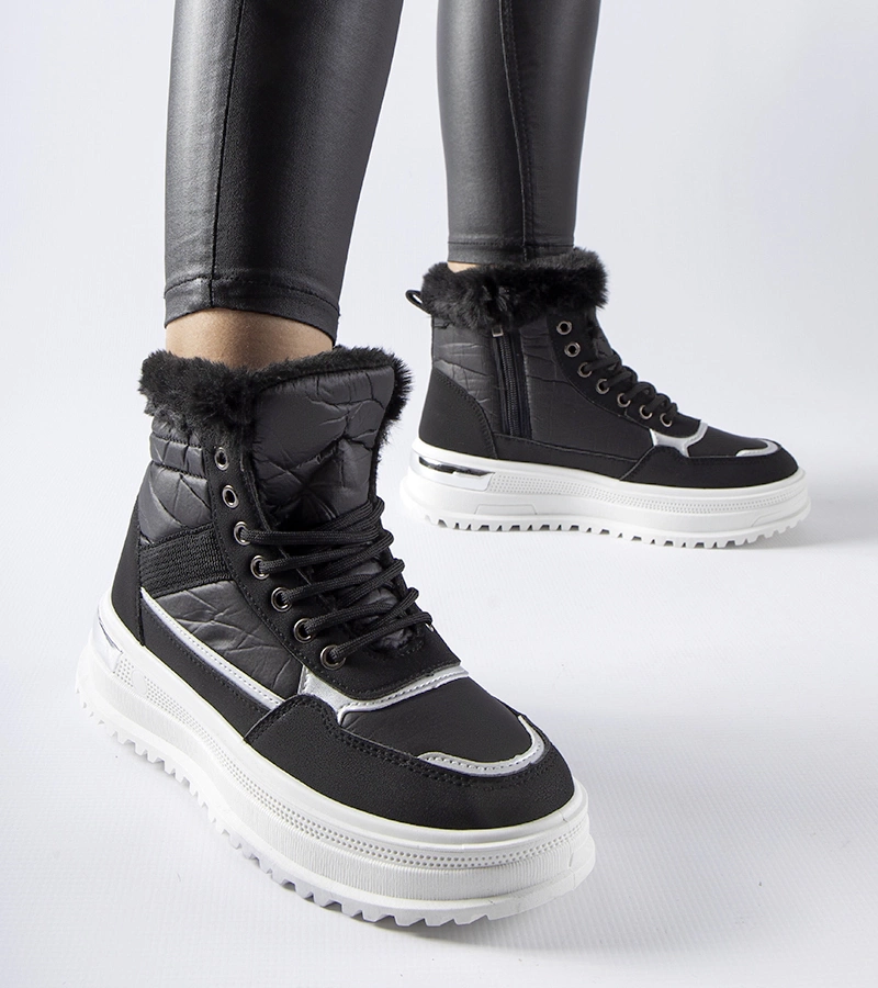 Fekete sportos Trieste hótaposók szőrmével