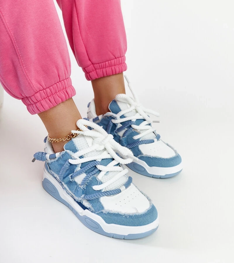 Melilot kék tornacipő anyagbetétekkel