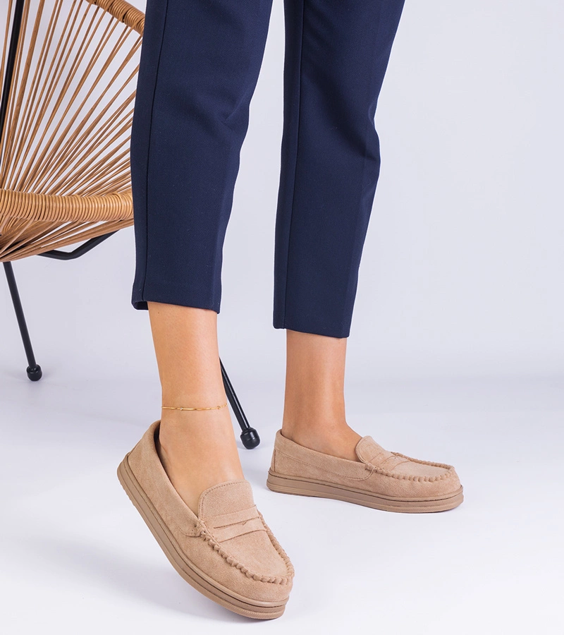 Bézs női ökobőr mokaszin Sevilia