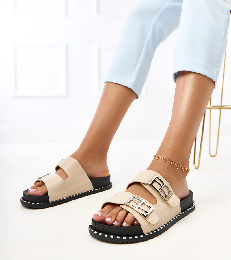 Bézs platform papucs Blau