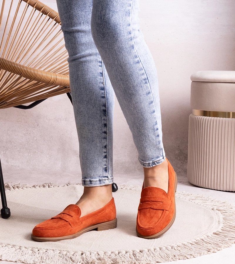 Miralon narancssárga velúr mokaszin