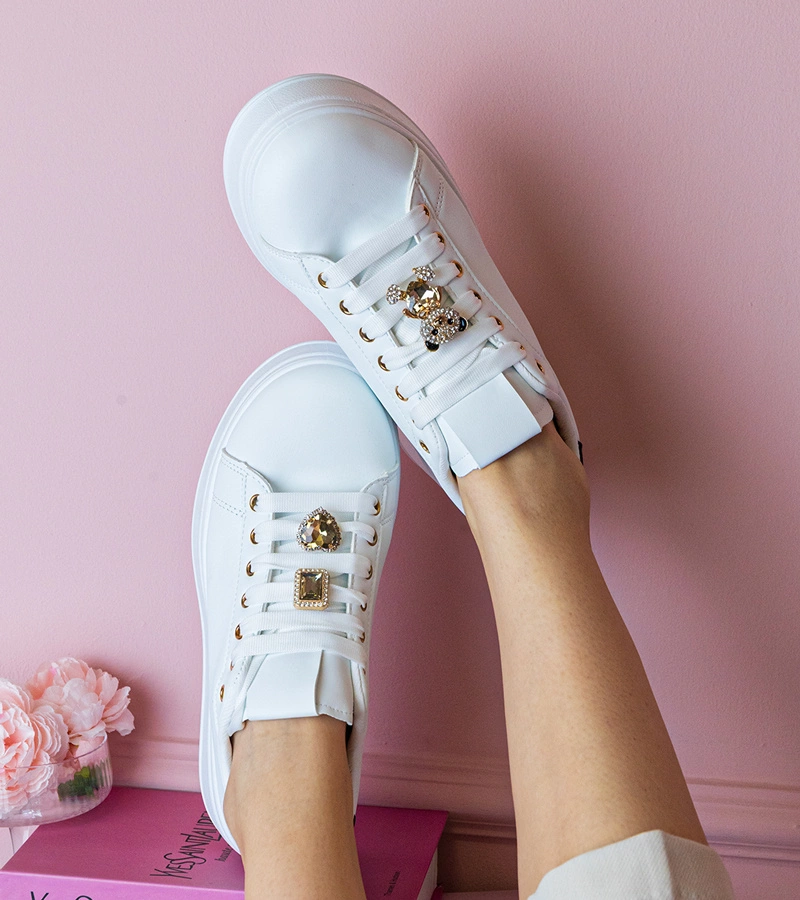 Fekete-fehér női tornacipő kövekkel díszítve Sarena