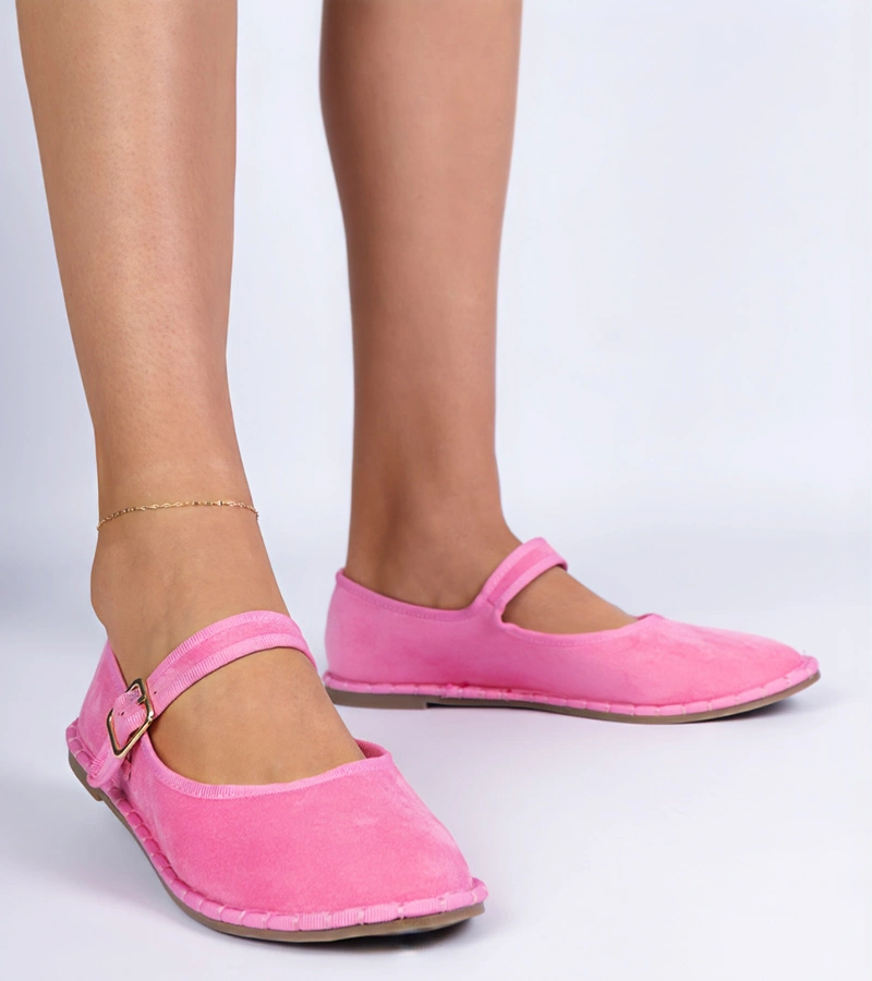 Rózsaszín női pántos balerinacipő Meremi