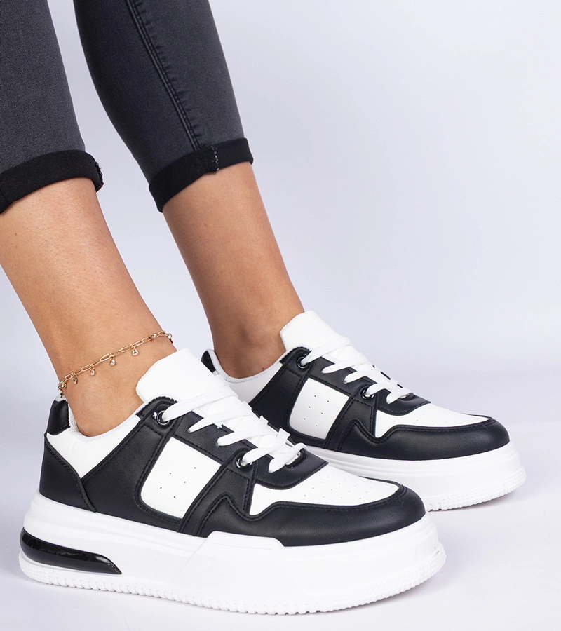 Fekete-fehér női vastag talpú tornacipő Rossio