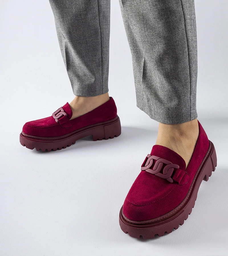 Bordó Seborga vastag talpú mokaszinok