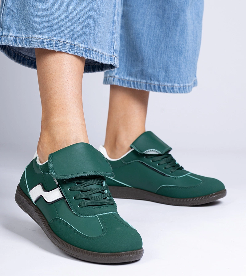 Edelmira zöld alacsony fűzős tornacipők