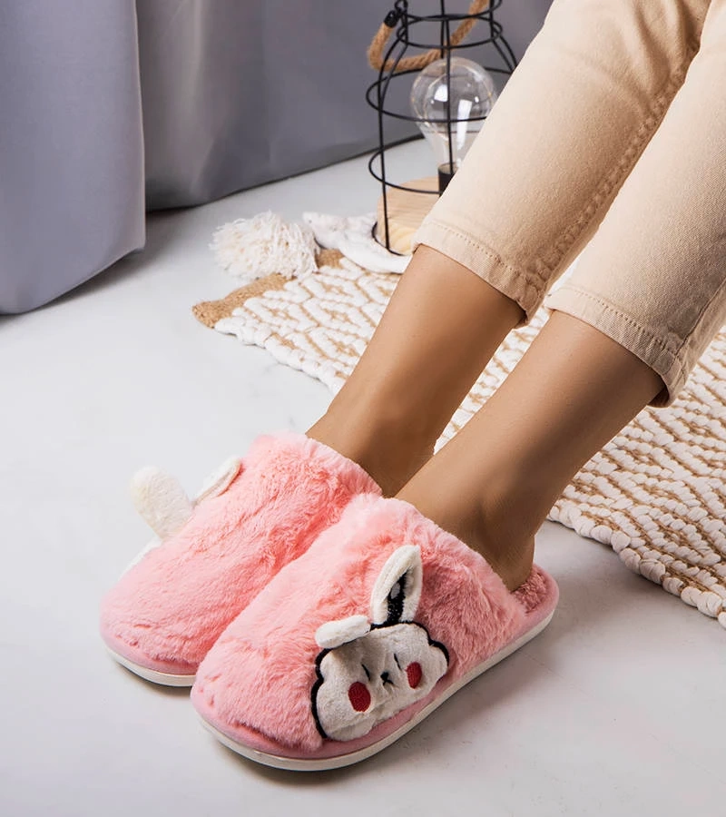 Rózsaszín puha papucs Half Bunny