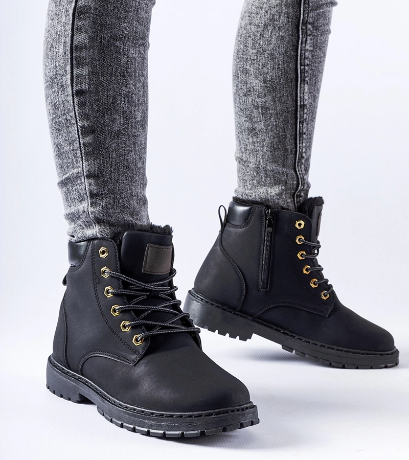 Fekete bélelt klasszikus Leonardo munkacsizma