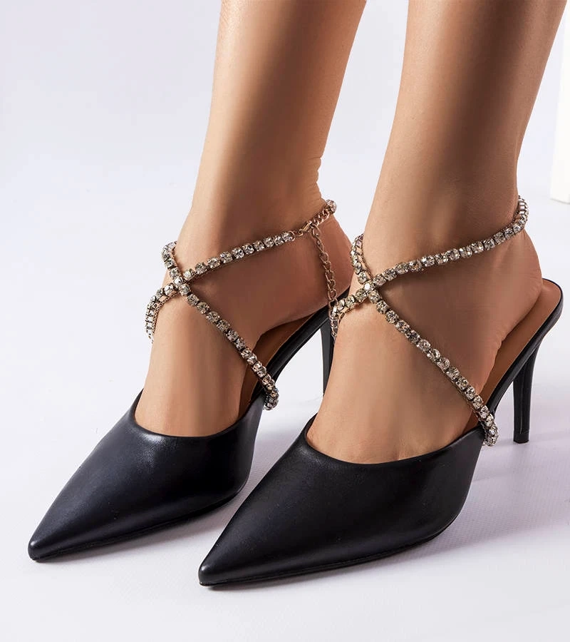 Fekete tűsarkú Drainer papucs