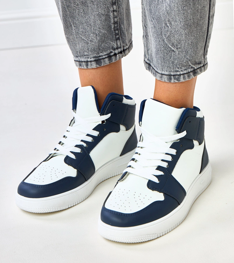 Fehér-sötétkék platformos magas szárú tornacipő Olsen