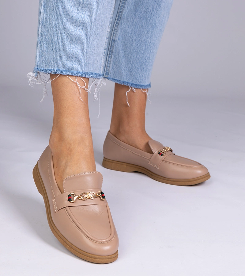 Feola arany díszes barna mokaszin