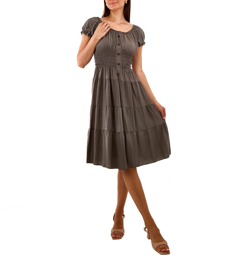 Berry ráncos midi zöld ruha