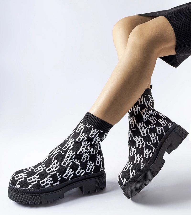 Fehér-fekete masszív zoknis csizma Matese