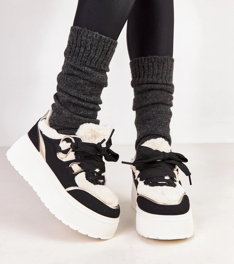 Deena bélelt platformos fekete tornacipő