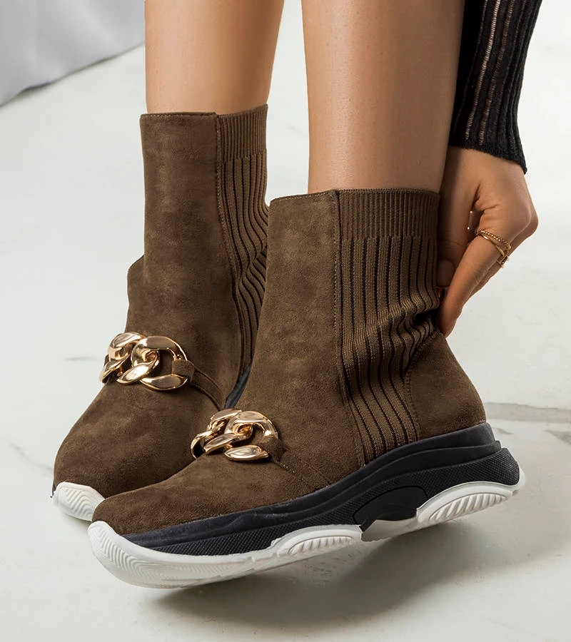 Zöld bolyhos bokacsizma Ulster láncos