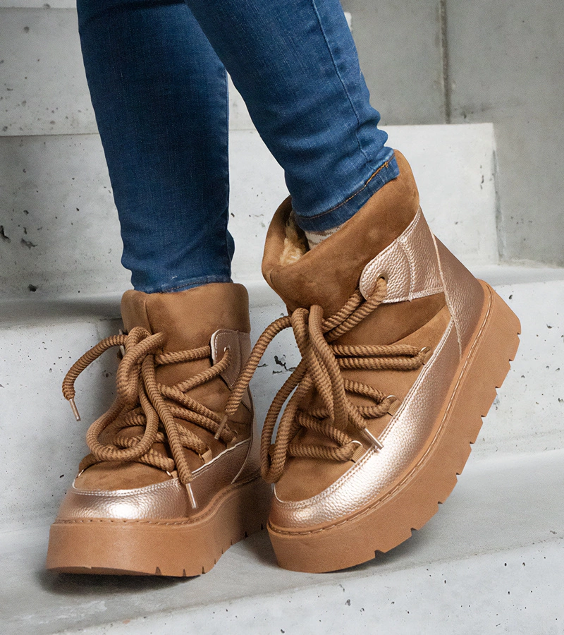 Barna platformos hótaposó szőrmével bélelt Sapphi